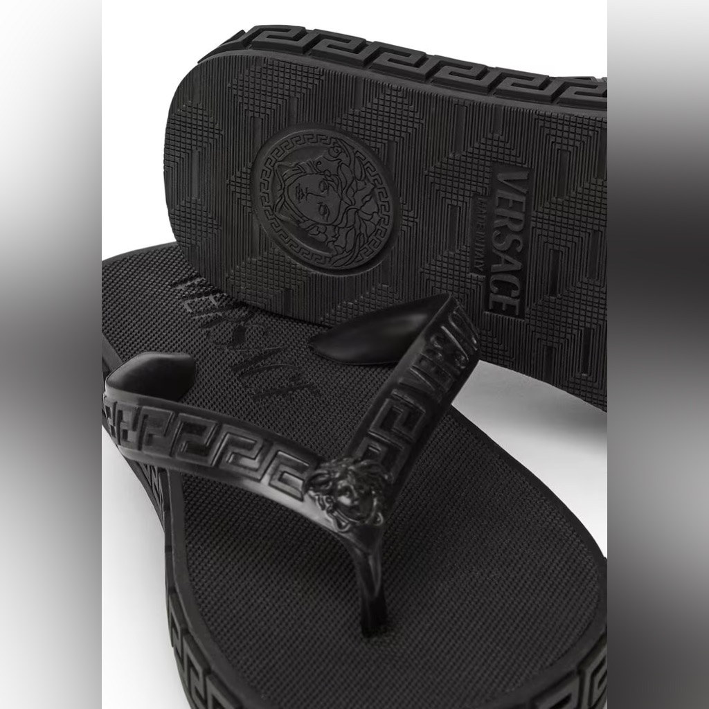 Versace Black Greca Sandals